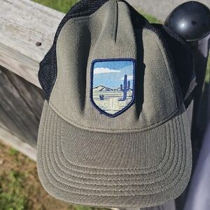 Green and Black Trucker Hat with Desert Patch